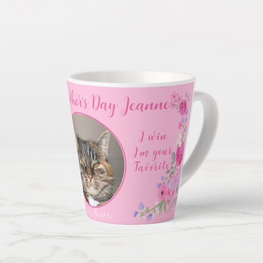 Fijne Moeders Dag Funny van de Kat Latte Mok (Rechterhoek)