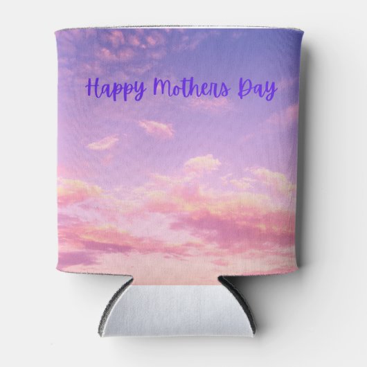 Fijne Moeders Dag op een pastelhemel op een Blikjeskoeler (Voorkant)