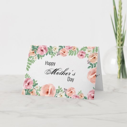 Fijne moeders Dag Pastel Pink Paper Flowers Kaart (Voorkant)