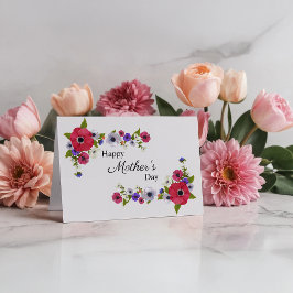 Fijne Moeders Dag Rode Poppie Bloemen Kaart