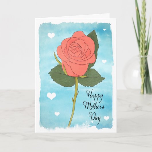 Fijne Moeders Dag Waterverf Geschilderde Roze Roze Feestdagen Kaart (Voorkant)