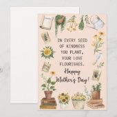 Fijne Moedersdag Aquarel Zonnebloem Tuinieren  Feestdagenkaart (Voorkant / Achterkant)