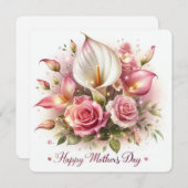 Fijne Moedersdag Calla's en Rozen Feestdagenkaart (Voorkant / Achterkant)