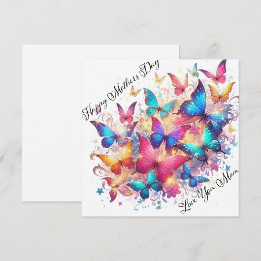 Fijne Moedersdag Glanzende Vlinders Feestdagenkaart (Voorkant / Achterkant)