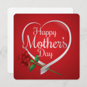 Fijne Moedersdag Hart en Rode Roos Feestdagenkaart (Voorkant / Achterkant)