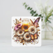 Fijne Moedersdag met Calla's, Zonnebloemen  Feestdagenkaart (Staand voorkant)