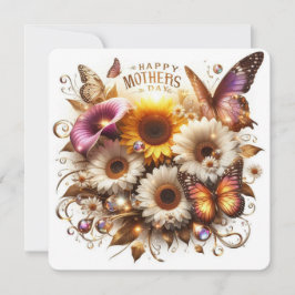 Fijne Moedersdag met Calla's, Zonnebloemen Feestdagenkaart