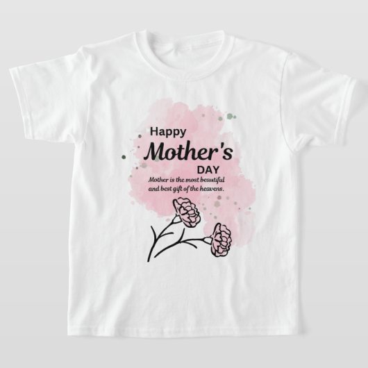 Fijne Moedersdag Roze Bloem Jongens T-Shirt (Laagn)