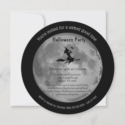 Fijne Moon Mystical Witch Halloween Party Kaart (Voorkant)