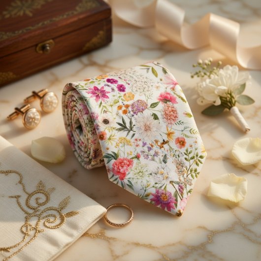 Fijne naadloos bloemenpatroon stropdas