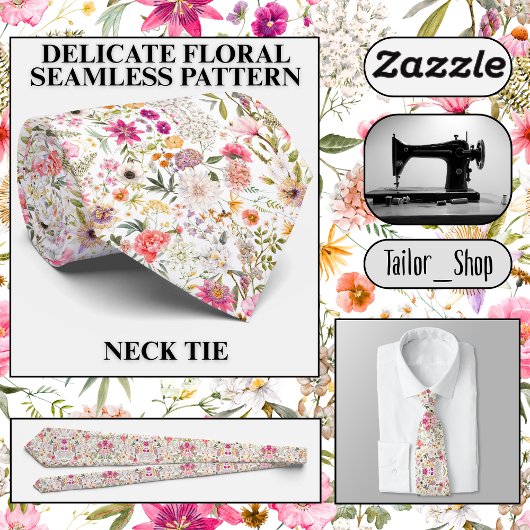 Fijne naadloos bloemenpatroon stropdas