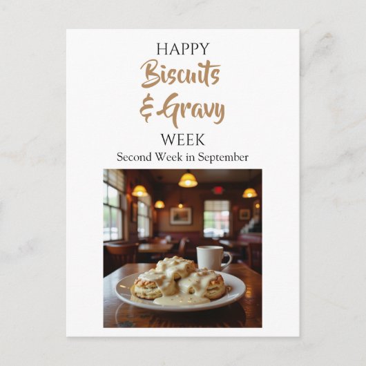 Fijne Nationale Biscuits en Gravy Week! Briefkaart (Voorkant)