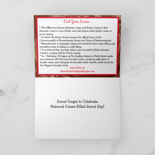 Fijne Nationale Cream-Filled Donuts Dag - 14 sept Kaart (Binnen)