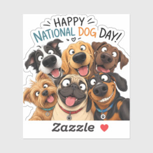 Fijne Nationale Hondendag Sticker Cute Cartoon H