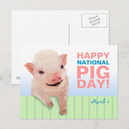 Fijne Nationale Varkensdag! Briefkaart (Voorkant / Achterkant)