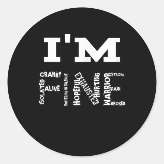 Fijne neuropathie Pijn Fibromyalgie Bewustzijn Ronde Sticker (Voorkant)