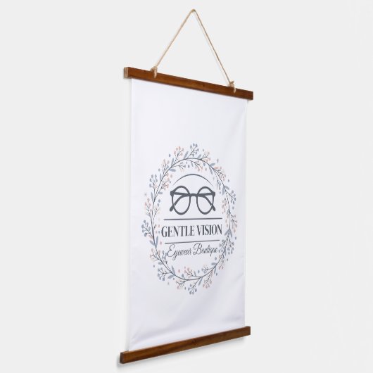 Fijne Neutrale Bloemen Leesbril Logo Hangend Wandkleed (Gebogen)