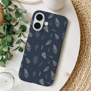 Fijne neutrale botanische lederen patroon iPhone 16 hoesje