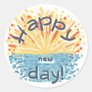 Fijne nieuwe dag! ronde sticker