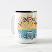 Fijne nieuwe dag! tweekleurige koffiemok (Voorkant links)