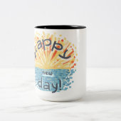 Fijne nieuwe dag! tweekleurige koffiemok (Center)