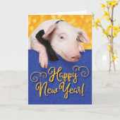 Fijne nieuwjaarspijn met Stropdas Kaart (Gele Bloem)