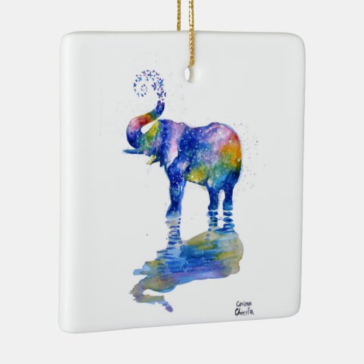 Fijne olifant waterverf die keramische oranje schi keramisch ornament (Rechts)