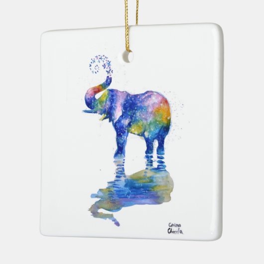 Fijne olifant waterverf die keramische oranje schi keramisch ornament (Links)