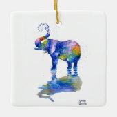 Fijne olifant waterverf die keramische oranje schi keramisch ornament (Voorkant)