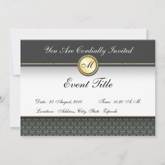 Fijne op maat gemaakte monogram formele uitnodigin kaart (Voorkant)