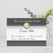 Fijne op maat gemaakte monogram formele uitnodigin kaart (Staand voorkant)