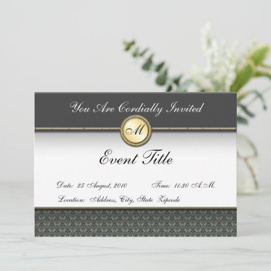 Fijne op maat gemaakte monogram formele uitnodigin kaart (Staand voorkant)