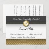 Fijne op maat gemaakte monogram formele uitnodigin kaart (Voorkant / Achterkant)