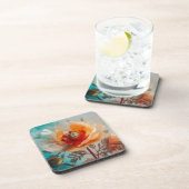 Fijne Oranje bloem Bier Onderzetter (Rechterzijde)