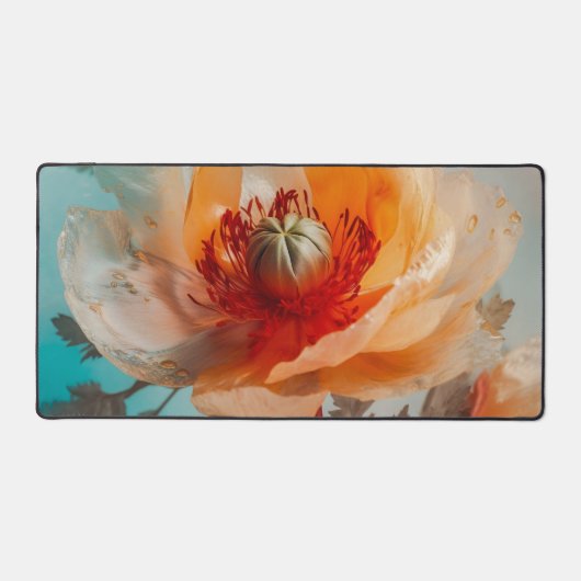 Fijne Oranje bloem Bureaumat (Voorkant)