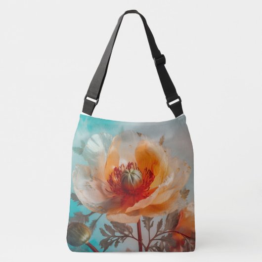 Fijne Oranje bloem Crossbody Tas (Voorkant)