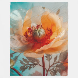 Fijne Oranje bloem Fleece Deken