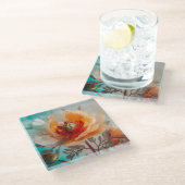 Fijne Oranje bloem Glazen Onderzetter (Schuin)