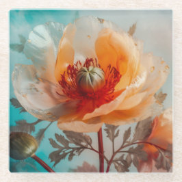 Fijne Oranje bloem Glazen Onderzetter