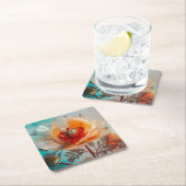 Fijne Oranje bloem Kartonnen Onderzetters (Insitu)