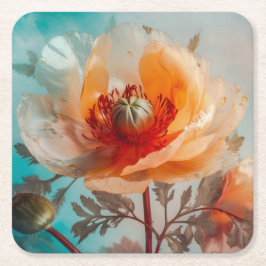 Fijne Oranje bloem Kartonnen Onderzetters