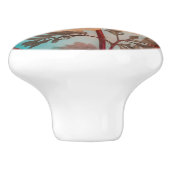 Fijne Oranje bloem Keramische Knop (Zijkant)