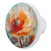 Fijne Oranje bloem Keramische Knop (Rechts)