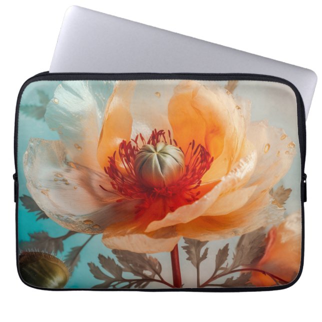 Fijne Oranje bloem Laptop Sleeve (Voorkant)