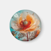 Fijne Oranje bloem Magneet (Voorkant)