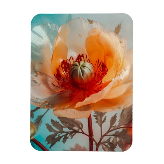 Fijne Oranje bloem Magneet (Verticaal)