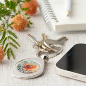 Fijne Oranje bloem Sleutelhanger (Zijkant)