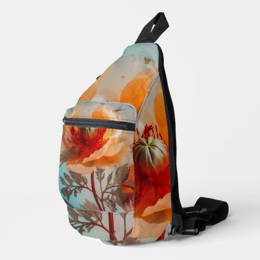 Fijne Oranje bloem Sling Bag (Rechterhoek)