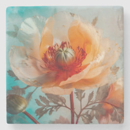 Fijne Oranje bloem Stenen Onderzetter