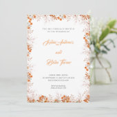 Fijne Oranje bloemen  Wit Weddenschap Kaart (Staand voorkant)